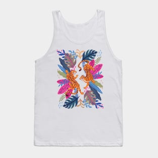 Jungle Cats - Wild Tigers in Blue Tank Top